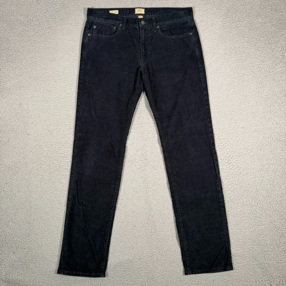 J Crew Pants Mens 32x32 Blue Corduroy 484 Slim Fit Casual Preppy Pockets Logo
